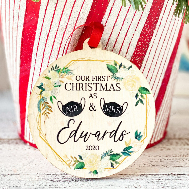 Personalized Our First Christmas As Mr & Mrs Ornament, Gift For Married Couple Ornament, Christmas Gift Ornament