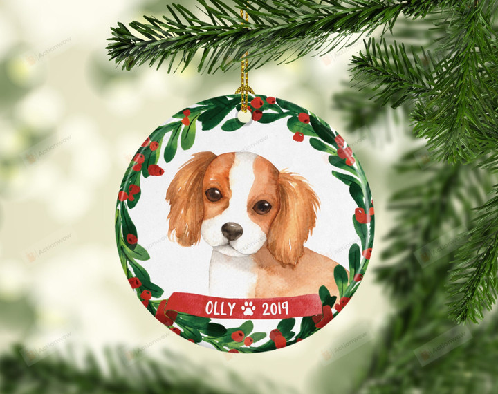 Personalized King Charles Spaniel Puppy Ornament, Dog Lover Ornament, Christmas Gift Ornament