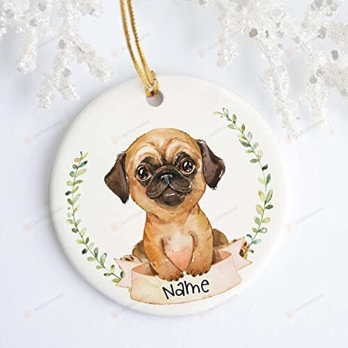 Personalized Apricot Pug Ornament, Christmas Name Year Custom Ornament - Merry Xmas Gifts For Dog Lovers/Pets Owners, Christmas Tree Decoration