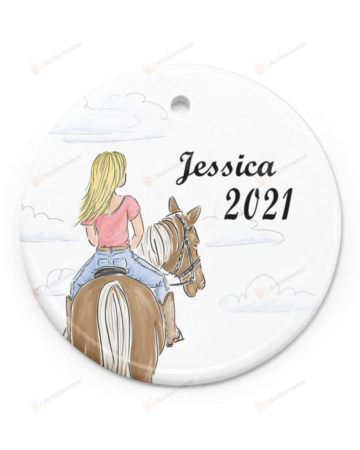 Personalized Name Girl Riding Horse Ornament Custom Name Ornament Xmas Gifts For Daughter From Mom Dad Ornament Christmas Ornament Tree Hanging Decoration