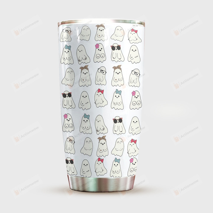 Funny Ghost Boob Halloween Tumbler, Halloween Season Spooky Coffee Cup, Fall Thanks Giving Gifts For Women For Men, Boo Coffee Cup