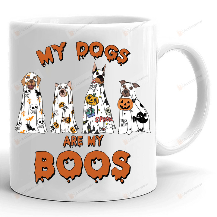 My Dogs Are My Boos Mug, Funny Halloween Dog Mug, Cute Ghost Mug, Halloween Gifts For Dog Mom Dog Dad Dog Lovers
