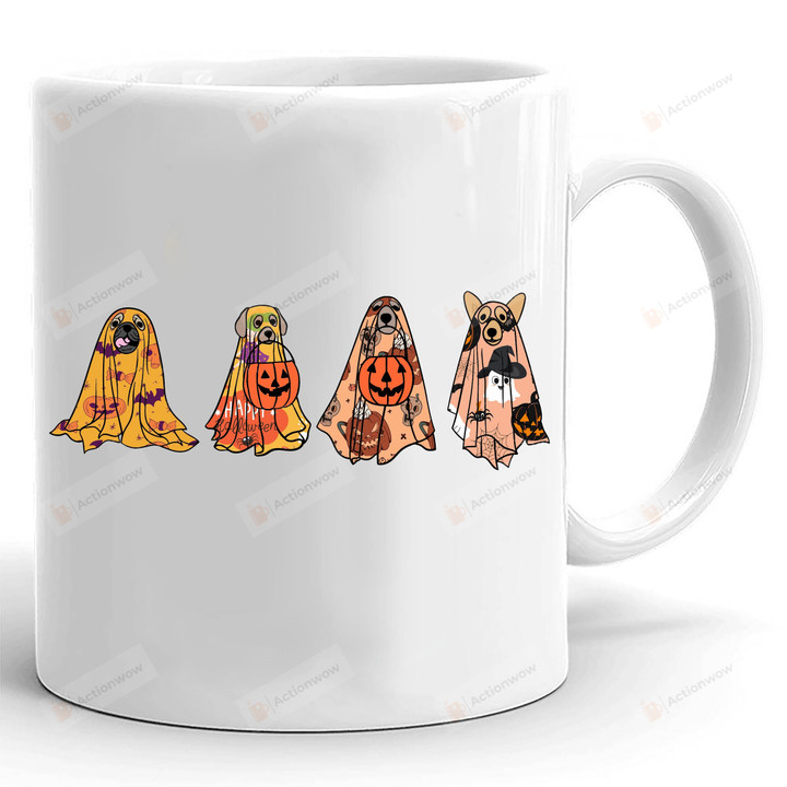 Ghost Dogs Mug, Halloween Ghost Dogs Mug, Retro Spooky Season Mug, Trick Or Treat Spooky Season Mug