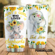 Personalized Super Cute Elephant Wearing Flower Wreath Sunflower Just A Girl Who Loves Elephants Stainless Steel Tumbler Perfect Gifts For Elephant Lover Tumbler Cups For Coffee/Tea, Great Customized Gifts For Birthday Christmas Thanksgiving