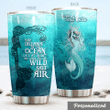 Personalized Mermaid She Dreams Of The Ocean Stainless Steel Tumbler Perfect Gifts For Mermaid Lover Tumbler Cups For Coffee/Tea, Great Customized Gifts For Birthday Christmas Thanksgiving
