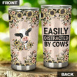 Easily Distracted By Cows Stainless Steel Tumbler Perfect Gifts For Cow Lover Tumbler Cups For Coffee/Tea, Great Customized Gifts For Birthday Christmas Thanksgiving