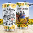 Personalized Farmer Just A Woman Who Loves Her Farmer Stainless Steel Tumbler Perfect Gifts For Farmer Tumbler Cups For Coffee/Tea, Great Customized Gifts For Birthday Christmas Thanksgiving Wedding Valentine's Day