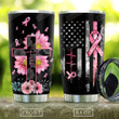 Breast Cancer Faith American Flag Stainless Steel Tumbler Perfect Gifts For Breast Cancer Awareness Tumbler Cups For Coffee/Tea, Great Customized Gifts For Birthday Christmas Thanksgiving