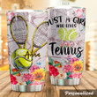 Personalized Just A Girl Who Love Tennis Stainless Steel Tumbler, Tumbler Cups For Coffee/Tea, Great Customized Gifts For Birthday Christmas Thanksgiving