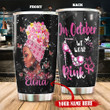 Personalized Black Girl Breast Cancer On October We Wear Pink Stainless Steel Tumbler Perfect Gifts For Breast Cancer Awareness Tumbler Cups For Coffee/Tea, Great Customized Gifts For Birthday Christmas Thanksgiving