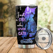 Personalized Just A Girl Who Loves Cats Stainless Steel Tumbler Perfect Gifts For Cat Lover Tumbler Cups For Coffee/Tea, Great Customized Gifts For Birthday Christmas Thanksgiving