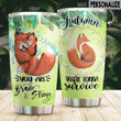 Personalized Fox You Are Brave And Strong Stainless Steel Tumbler Perfect Gifts For Fox Lover Tumbler Cups For Coffee/Tea, Great Customized Gifts For Birthday Christmas Thanksgiving