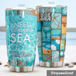 Personalized Beach I Need Vitamin Stainless Sea Steel Tumbler Perfect Gifts For Beach Lover Tumbler Cups For Coffee/Tea, Great Customized Gifts For Birthday Christmas Thanksgiving