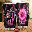 Personalized Breast Cancer American Flag Stainless Steel Tumbler Perfect Gifts For Breast Cancer Awareness Tumbler Cups For Coffee/Tea, Great Customized Gifts For Birthday Christmas Thanksgiving