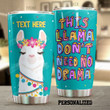 Personalized This Llama No Need Drama Funny Llama Wearing Flower Wreath Stainless Steel Tumbler Perfect Gifts For Llama Lover Tumbler Cups For Coffee/Tea, Great Customized Gifts For Birthday Christmas Thanksgiving