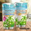 Personalized Beach Born With The Beach In Their Souls Palm Tree Stainless Steel Tumbler Perfect Gifts For Beach Lover Tumbler Cups For Coffee/Tea, Great Customized Gifts For Birthday Christmas Thanksgiving