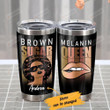 Personalized Black Girl Brown Sugar Melanin Queen Stainless Steel Tumbler Perfect Gifts For Daughter Girlfriend Wife Tumbler Cups For Coffee/Tea, Great Customized Gifts For Birthday Christmas Thanksgiving