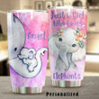 Personalized Baby Elephant Wearing Flower Just A Girl Who Loves Elephant Stainless Steel Tumbler Perfect Gifts For Elephant Lover Tumbler Cups For Coffee/Tea, Great Customized Gifts For Birthday Christmas Thanksgiving