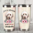 Just A Woman Who Loves Labradoodles Stainless Steel Tumbler, Tumbler Cups For Coffee/Tea, Great Customized Gifts For Birthday Christmas Thanksgiving