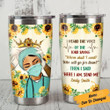 Personalized Nurse Sunflower Black Girl Wearing Crown I Heard The Voice Of The Lord Saying Stainless Steel Tumbler Perfect Gifts For African American Tumbler Cups For Coffee/Tea, Great Customized Gifts For Birthday Christmas Thanksgiving