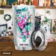 Personalized Flower Skull Parrot Stainless Steel Tumbler Perfect Gifts For Skull Lover Tumbler Cups For Coffee/Tea, Great Customized Gifts For Birthday Christmas Thanksgiving