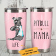 Personalized Pitbull Dog I Love Mom Stainless Steel Tumbler, Tumbler Cups For Coffee/Tea, Great Customized Gifts For Birthday Christmas Thanksgiving