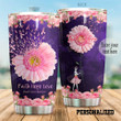 Personalized Breast Cancer Faith Never Give Up Stainless Steel Tumbler Perfect Gifts For Breast Cancer Awareness Tumbler Cups For Coffee/Tea, Great Customized Gifts For Birthday Christmas Thanksgiving