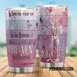 Personalized Breast Cancer Heaven In Our Home Stainless Steel Tumbler Perfect Gifts For Breast Cancer Awareness Tumbler Cups For Coffee/Tea, Great Customized Gifts For Birthday Christmas Thanksgiving
