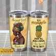 Personalized Black Girl Pineapple Stand Tall Wear A Crown Stainless Steel Tumbler Perfect Gifts For Pineapple Lover Tumbler Cups For Coffee/Tea, Great Customized Gifts For Birthday Christmas Thanksgiving
