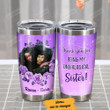 Personalized Black Girl Big Afro Purple Roses Thank You For Being My Unbiological Sister Stainless Steel Tumbler Perfect Gifts For Best Friend Tumbler Cups For Coffee/Tea, Great Customized Gifts For Birthday Christmas Thanksgiving