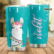 Personalized Cute Llama Wearing Flower Wreath Stainless Steel Tumbler Perfect Gifts For Llama Lover Tumbler Cups For Coffee/Tea, Great Customized Gifts For Birthday Christmas Thanksgiving