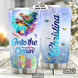 Personalized Sea Turtle Into The Ocean Sea Coral Stainless Steel Tumbler Perfect Gifts For Sea Turtle Lover Tumbler Cups For Coffee/Tea, Great Customized Gifts For Birthday Christmas Thanksgiving