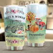 Personalized Just A Woman Who Loves Her Farmer Pumpkin Tractor Stainless Steel Tumbler Perfect Gifts For Farmer Tumbler Cups For Coffee/Tea, Great Customized Gifts For Birthday Christmas Thanksgiving