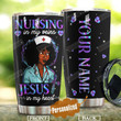 Personalized Black Girl Nursing In My Veins Jesus In My Heart Cross Stainless Steel Tumbler Perfect Gifts For Nurse Tumbler Cups For Coffee/Tea, Great Customized Gifts For Birthday Christmas Thanksgiving
