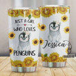 Personalized Sunflower Just A Girl Who Loves Penguins Stainless Steel Tumbler, Tumbler Cups For Coffee/Tea, Great Customized Gifts For Birthday Christmas Thanksgiving