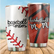 Basketball And Baseball Mom Stainless Steel Tumbler Perfect Gifts For Basketball Lover Tumbler Cups For Coffee/Tea, Great Customized Gifts For Birthday Christmas Thanksgiving Mother's Day