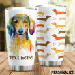 Personalized Dachshund Dog Stainless Steel Tumbler Perfect Gifts For Dog Lover Tumbler Cups For Coffee/Tea, Great Customized Gifts For Birthday Christmas Thanksgiving