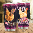 Crazy Chicken Lady With Flowers Stainless Steel Tumbler, Tumbler Cups For Coffee/Tea, Great Customized Gifts For Birthday Christmas Thanksgiving