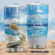 Personalized A Day At The Beach Gives Me Back My Peace Stainless Steel Tumbler, Tumbler Cups For Coffee/Tea, Great Customized Gifts For Birthday Christmas Thanksgiving