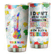 Personalized Autism Guitar I Don't Speak Much Stainless Steel Tumbler Perfect Gifts For Guitar Lover Tumbler Cups For Coffee/Tea, Great Customized Gifts For Birthday Christmas Thanksgiving