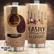 Personalized Easily Distracted By Guitars Stainless Steel Tumbler, Tumbler Cups For Coffee/Tea, Great Customized Gifts For Birthday Christmas Thanksgiving