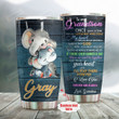 Personalized Elephant To My Grandson From Grandma A Little Boy Who Stole My Heart Stainless Steel Tumbler Perfect Gifts For Elephant Lover Tumbler Cups For Coffee/Tea, Great Customized Gifts For Birthday Christmas Thanksgiving