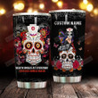 Personalized Sugar Skull Nurses Smile Back Stainless Steel Tumbler Perfect Gifts For Skull Lover Tumbler Cups For Coffee/Tea, Great Customized Gifts For Birthday Christmas Thanksgiving