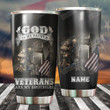 Personalized God Is My Father Veterans Are My Brothers Stainless Steel Tumbler Perfect Gifts For Veteran Tumbler Cups For Coffee/Tea, Great Customized Gifts For Birthday Christmas Thanksgiving Father's Day