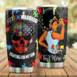 Personalized Autism Warrior Fighting For My Son Stainless Steel Tumbler, Tumbler Cups For Coffee/Tea, Great Customized Gifts For Birthday Christmas Thanksgiving