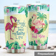 Personalized Flamingo Sandy Toes And Salty Lips Stainless Steel Tumbler, Tumbler Cups For Coffee/Tea, Great Customized Gifts For Birthday Christmas Thanksgiving