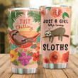 Tropical Sloth Just Chilling Stainless Steel Tumbler Perfect Gifts For Sloth Lover Tumbler Cups For Coffee/Tea, Great Customized Gifts For Birthday Christmas Thanksgiving