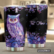 Personalized Glowing Purple Owl Stainless Steel Tumbler Perfect Gifts For Owl Lover Tumbler Cups For Coffee/Tea, Great Customized Gifts For Birthday Christmas Thanksgiving