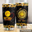 Personalized Sunflower Softball Is My Valentine Stainless Steel Tumbler Tumbler Cups For Coffee/Tea Great Customized Gifts For Birthday Christmas Thanksgiving Perfect Gifts For Softball Lovers