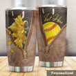 Personalized Softball Sunflower Stainless Steel Tumbler Tumbler Cups For Coffee/Tea Great Customized Gifts For Birthday Christmas Thanksgiving Perfect Gifts For Softball Lovers